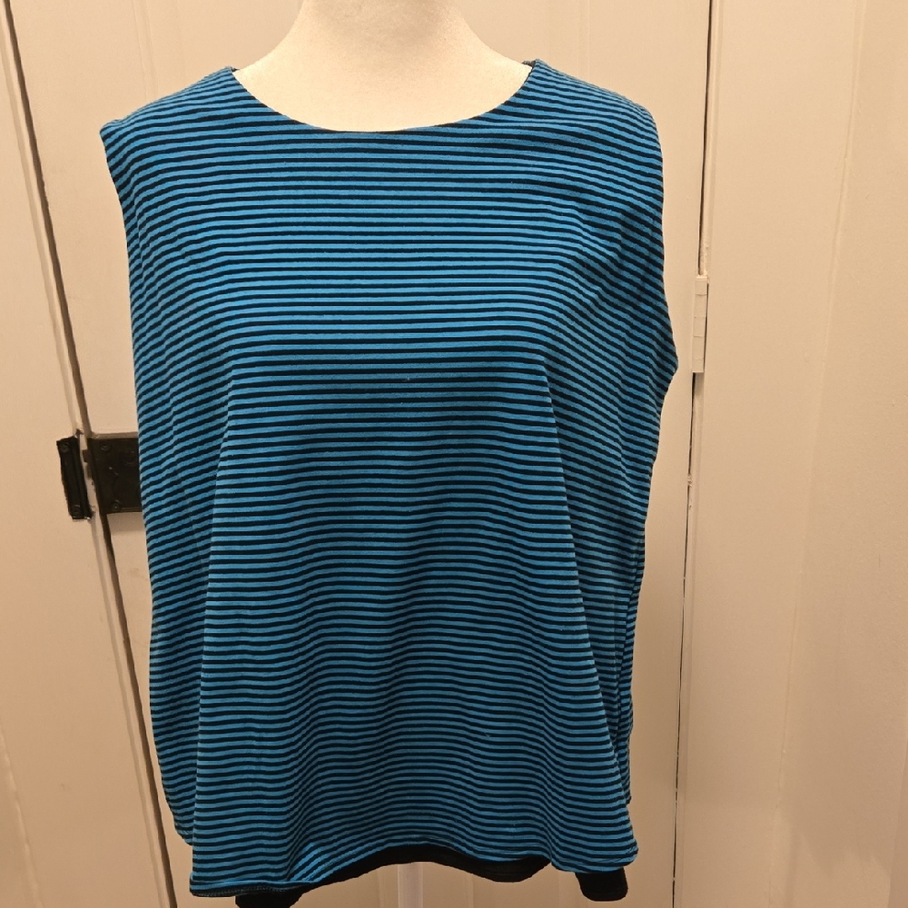 Chico's Blue Striped Women's Tank Top Lined